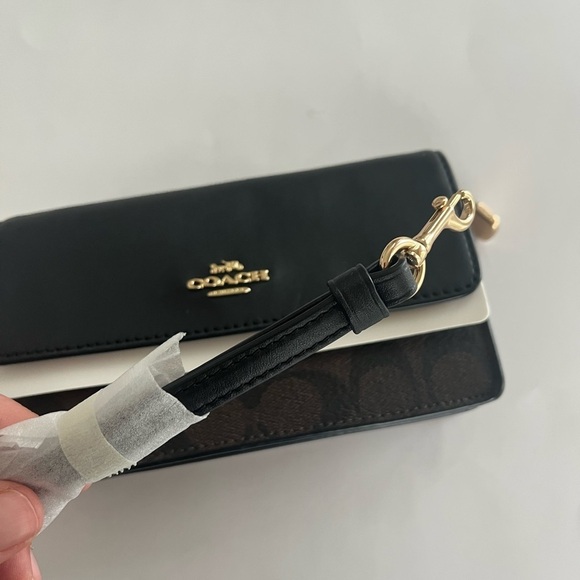 Coach Foldover Wristlet In Signature Canvas - Black/Brown - Picture 14 of 14